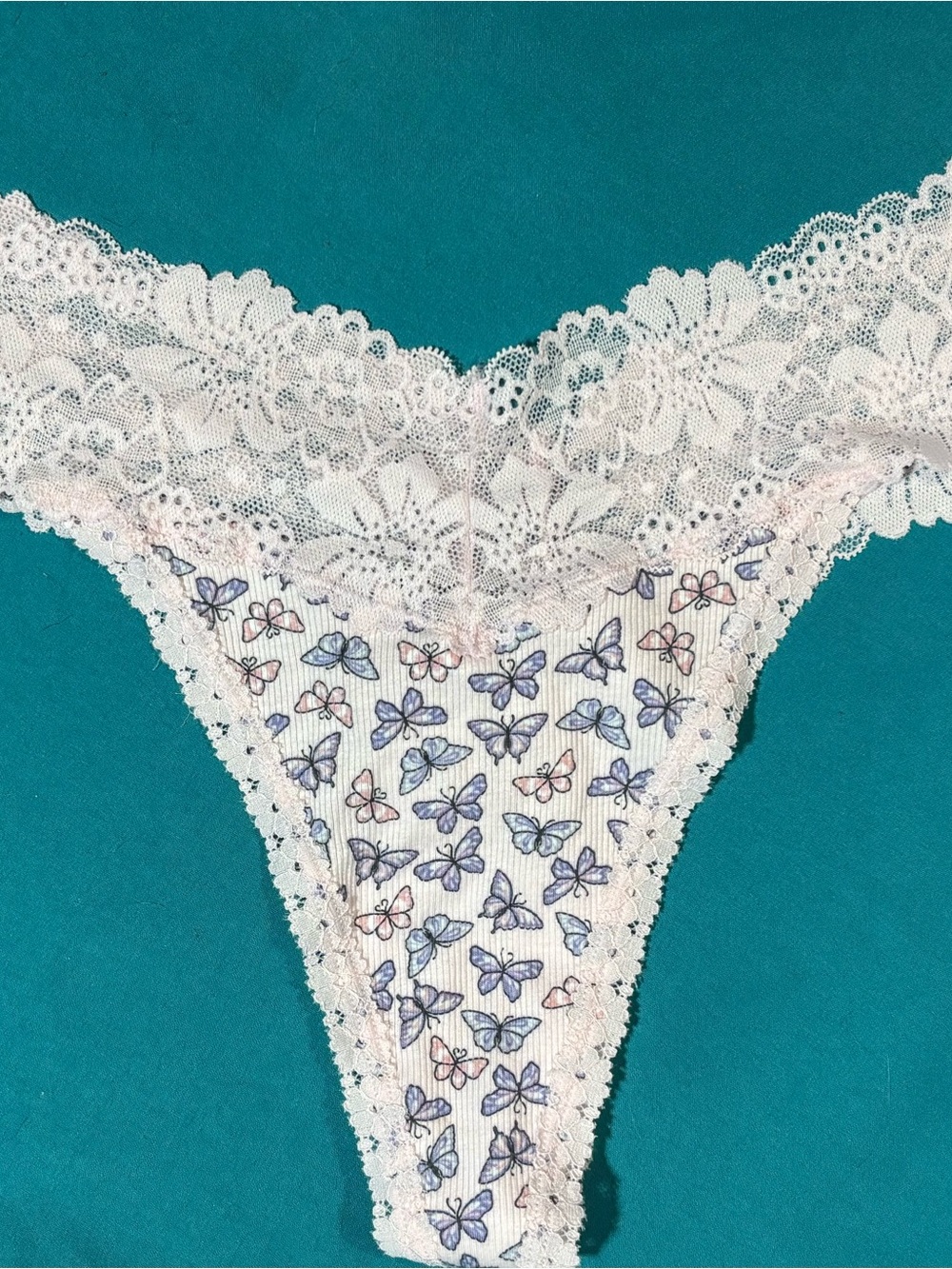 Women’s Victoria’s Secret Lace-Trim Butterfly Thong NWT Sz. L